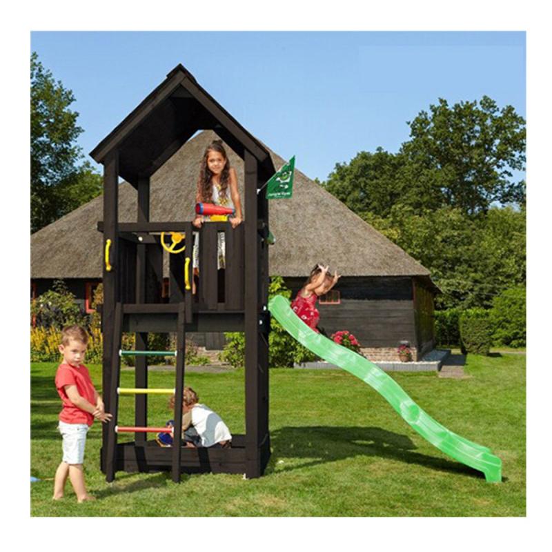 Jungle Gym Club Legetårn Komplet Inkl  Rutsjebane  Grundmalet Sort