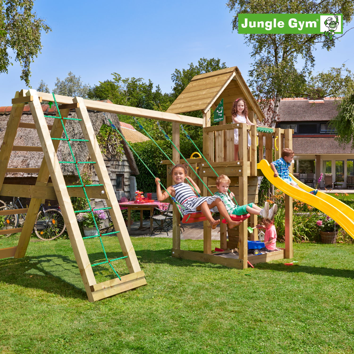 Jungle Gym Cubby Legetårn Komplet Inkl  Climb Module Xtra Ekskl  Rutschebane