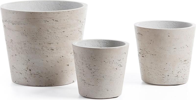 Plantepottesæt Kave Home Lux Stk Cement ø14 ø16 ø23 Grå