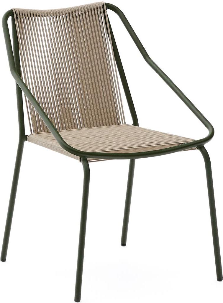 Udendørs Spisebordsstol Kave Home Zivia Ecru Galvaniseret Stål Håndvævet Syntetisk Flet Stabelbar 81x54x65