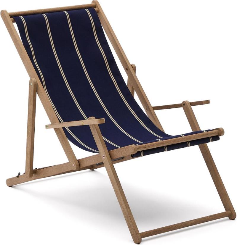 Foldbar Hængekøjestol Kave Home Vilara Akacietræ Mørkeblå Vandafvisende Polyester  -resistent