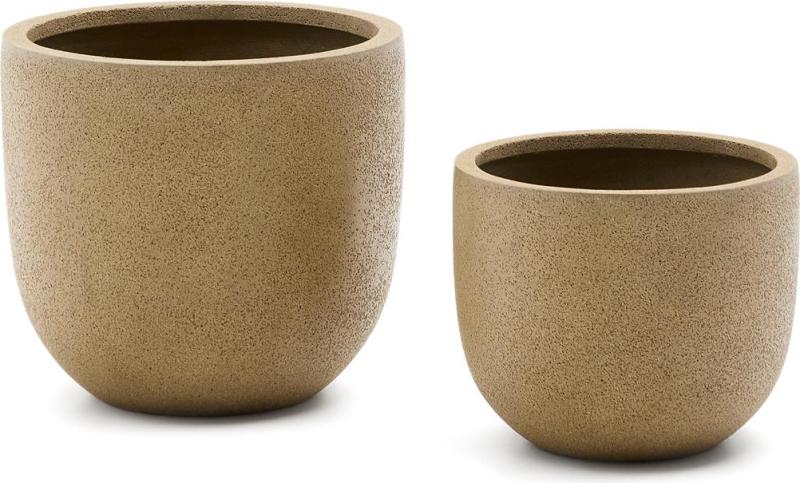Udendørs Krukkesæt Kave Home Selvi Krukker   Potter ø44   H41   Lysebrun Polystone   Stk