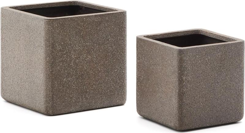 Udendørs Krukkesæt Kave Home Minoa 44ã 44ã 44 Polystone Koksgrå Stk Med Drænhul