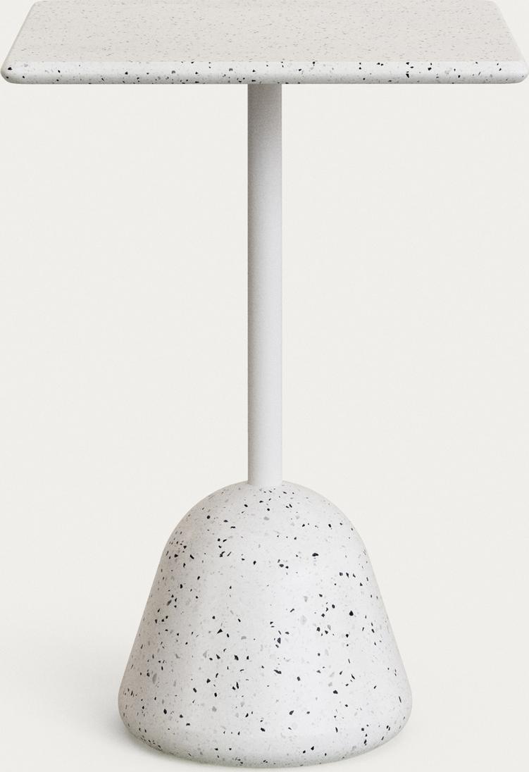 Udendørs Barbord Højbord Kave Home Saura Hvid Terrazzo Beton H99 B70 D70