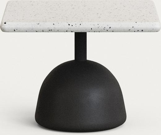 Udendørs Sofabord Kave Home Saura Hvid Terrazzo 48x48   Sort Cement