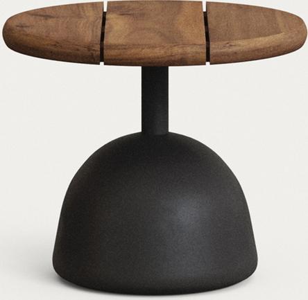 Udendørs Sofabord Kaffebord Kave Home Saura Rund ø43x35   Sort Akacietræ   Cement
