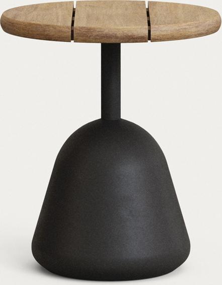 Udendørs Cafébord Kave Home Saura   Sort Metal   Akacietræ ø43