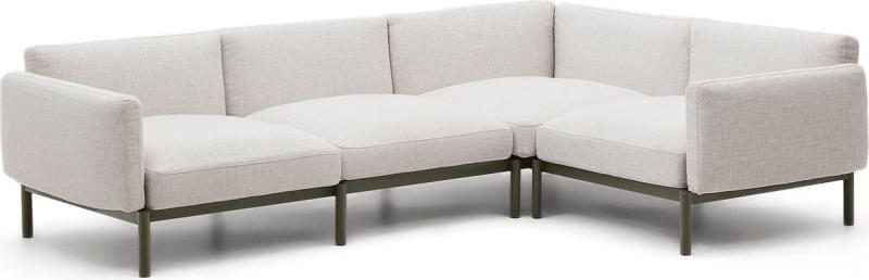 Udendørs Hjørnesofa Kave Home Sorells  -sæders Aluminium Loungemøbel Grøn