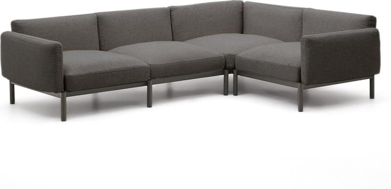Udendørs Hjørnesofa  -personers 276x191     Kave Home Sorells Grå Aluminium Loungesofa Med Aftagelige Hynder