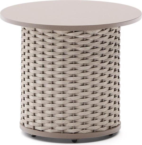 Udendørs Sofabord Kave Home Sedalis Gråbrun ø50xh43 Aluminium-top -resistent Reb