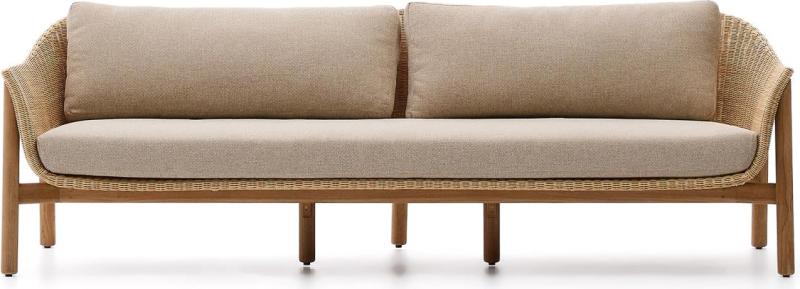 Udendørs  -personers Havesofa Kave Home Galea Beige 223   Bred Med Teaktræ   Syntetisk Rattan