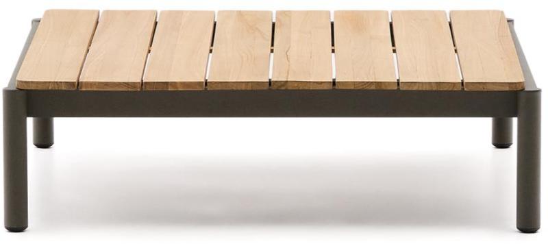 Udendørs Sofabord Kave Home Sorells   Fsc Teak   Pulverlakeret Aluminium Natur Khaki 89x91x25