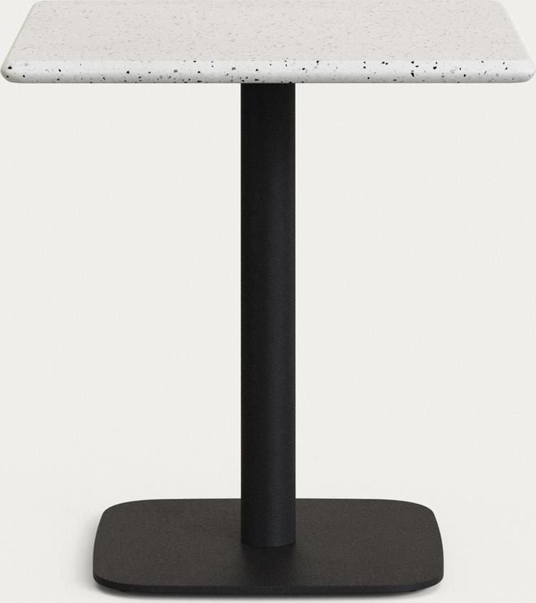 Udendørs Cafébord Kave Home Saura 70x70x74   Hvid Sort Terrazzo