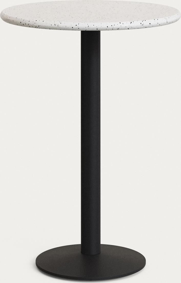Udendørs Barbord Højbord Kave Home Saura ø70 H99 Hvid Terrazzo Sort Metal