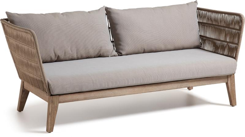 Udendørs  -personers Sofa   Kave Home Belleny   Massivt Eukalyptustræ Med Puder   Madras   -bestandig Beige Natur Grå