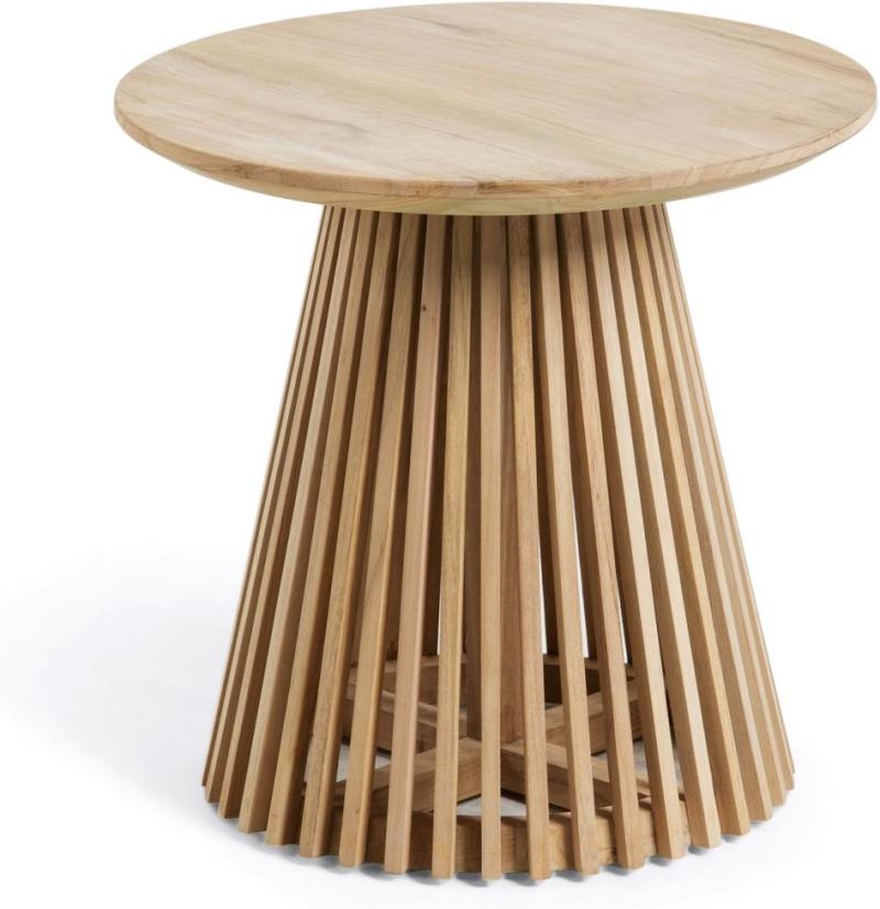 Udendørs Sidebord Kave Home Jeanette Massivt Teaktræ ø50 H48 Natur