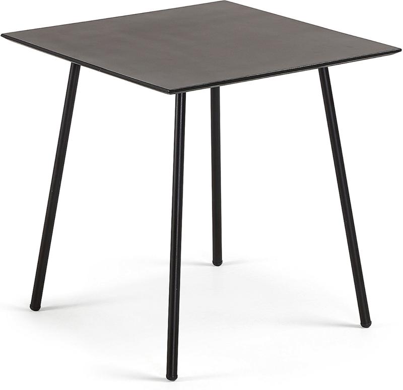 Udendørs Spisebord Kave Home Mathis Havebord 75x75 Sort Cement Med Galvaniseret Stål