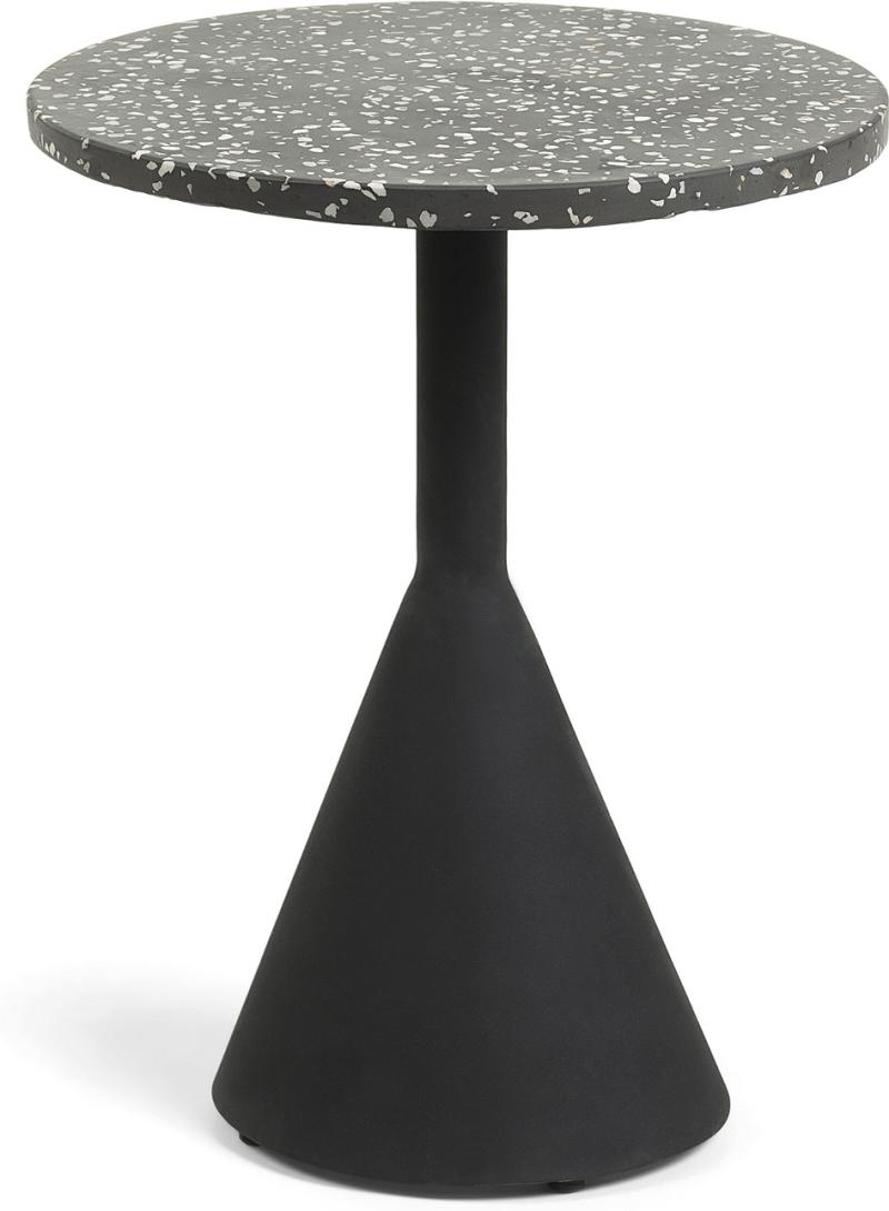 Udendørs Sidebord Kave Home Delano Sort Terrazzo Galvaniseret Stål 40x40x50