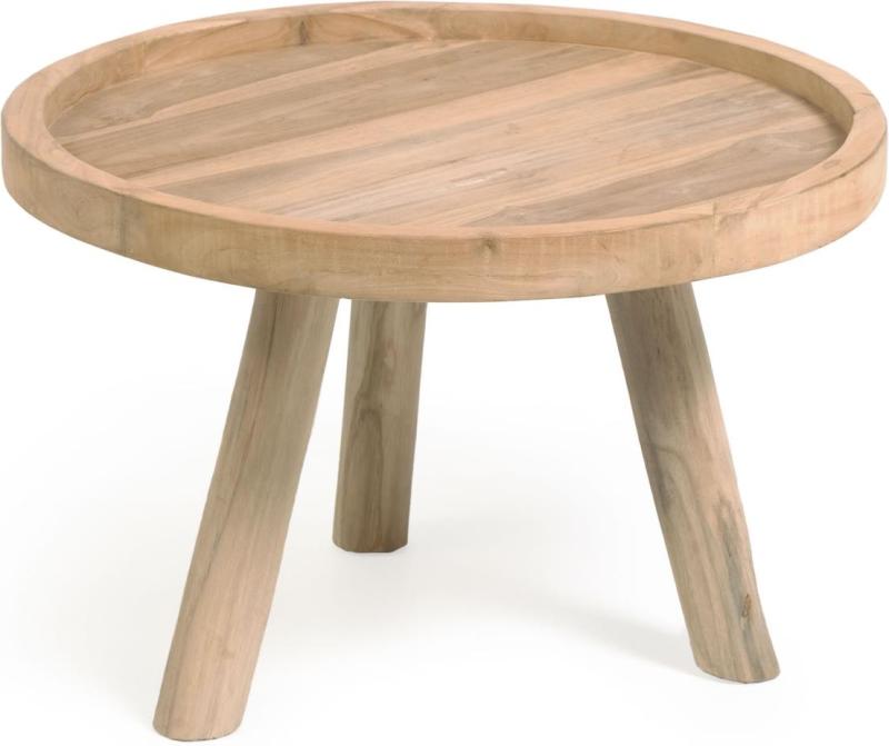 Udendørs Sofabord Sidebord Kave Home Glenda Massivt Teak Natur Rustikt Design ø55ã 36