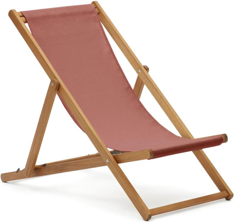 Udendørs Liggestol Kave Home Adredna   Akacietræ Med Terracottafarvet Polyester