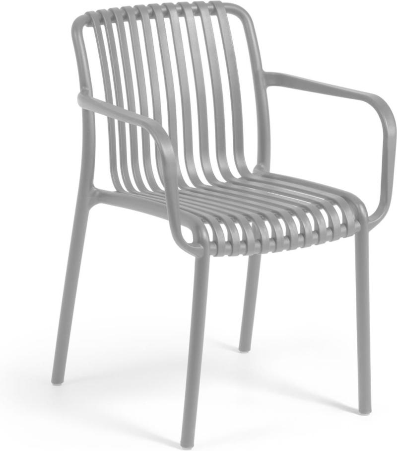 Udendørs Spisebordsstol Kave Home Isabellini Grå Polypropylen Ergonomisk Stabelbar  -resistent Havestol