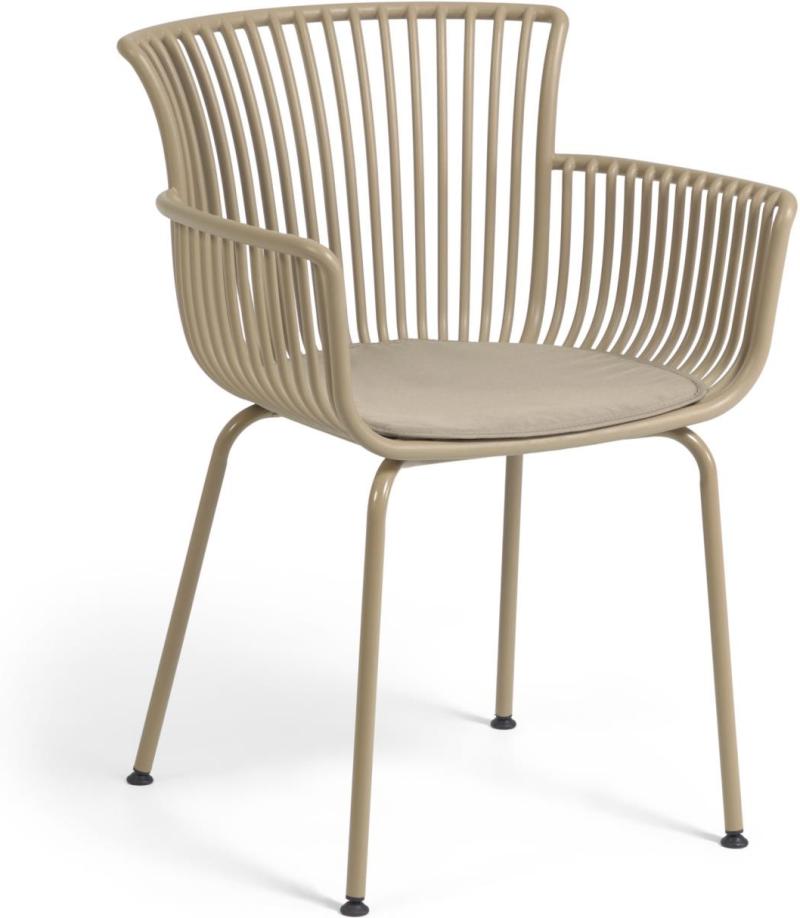 Udendørs Spisebordsstol   Havestol Kave Home Surpika Beige   Polypropylen   Metalramme Med Hynde