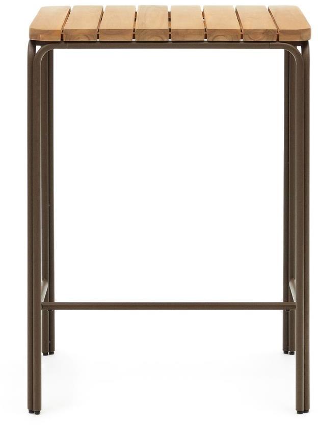 Udendørs Barbord Ståbord Kave Home Salguer   Fsc-certificeret Akacietræ   Galvaniseret Stål  -bestandigt 70x70   Brun Natur