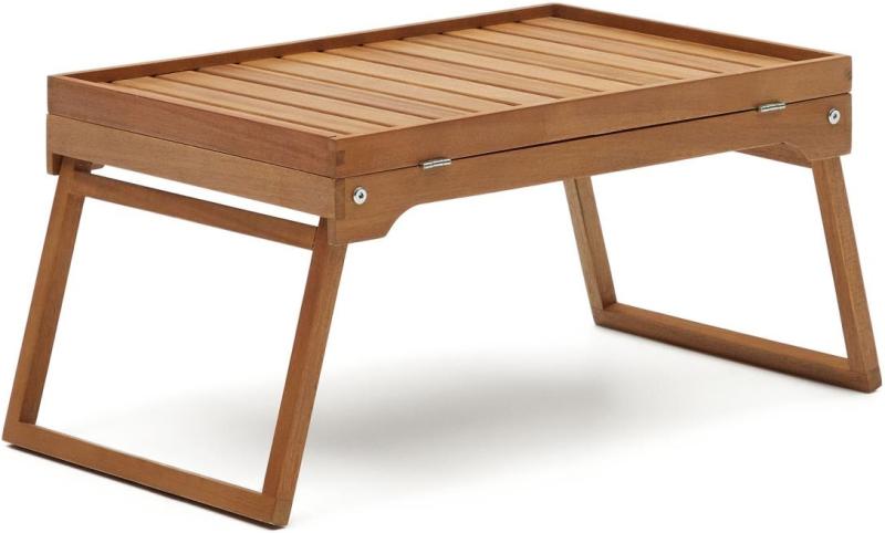 Udendørs Sidebord Kave Home Mani Foldbart Massiv Akacietræ Natur 65x34x29