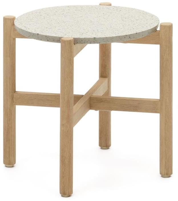Udendørs Sidebord Kave Home Pola Cement Eukalyptustræ Natur 54 5ã 48