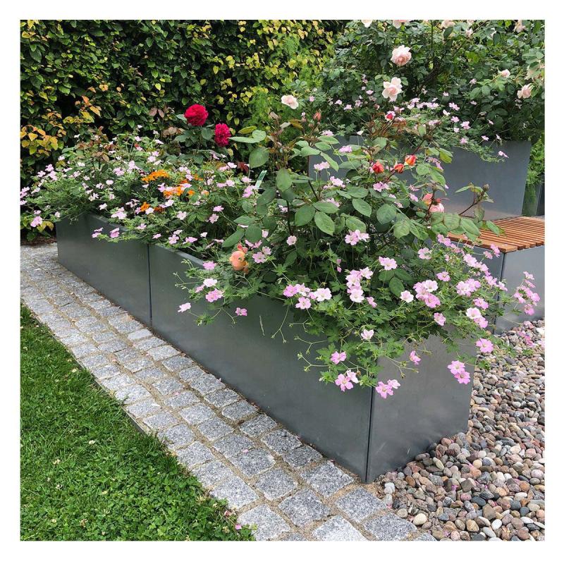 Land Modern  Stor Aflang Plantekasse   Galvaniseret Stål 40   160   40
