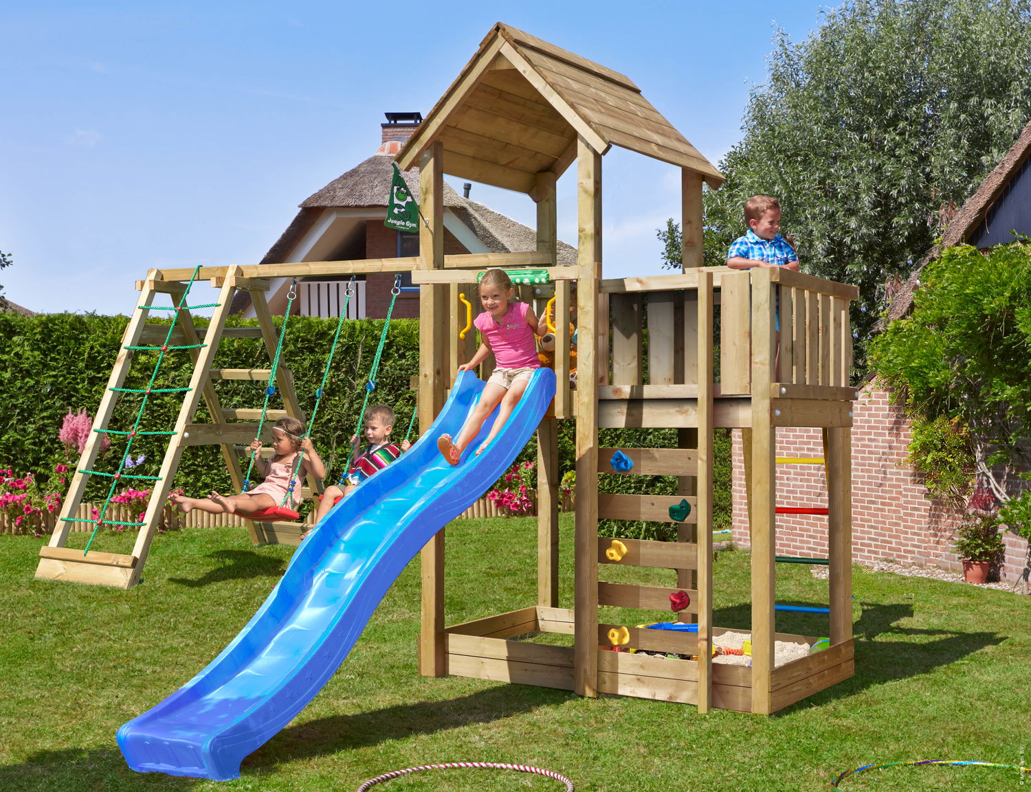 Legetårn Jungle Gym Mansion        -climb Module 220  Blå Rutsjebane   120   Sand