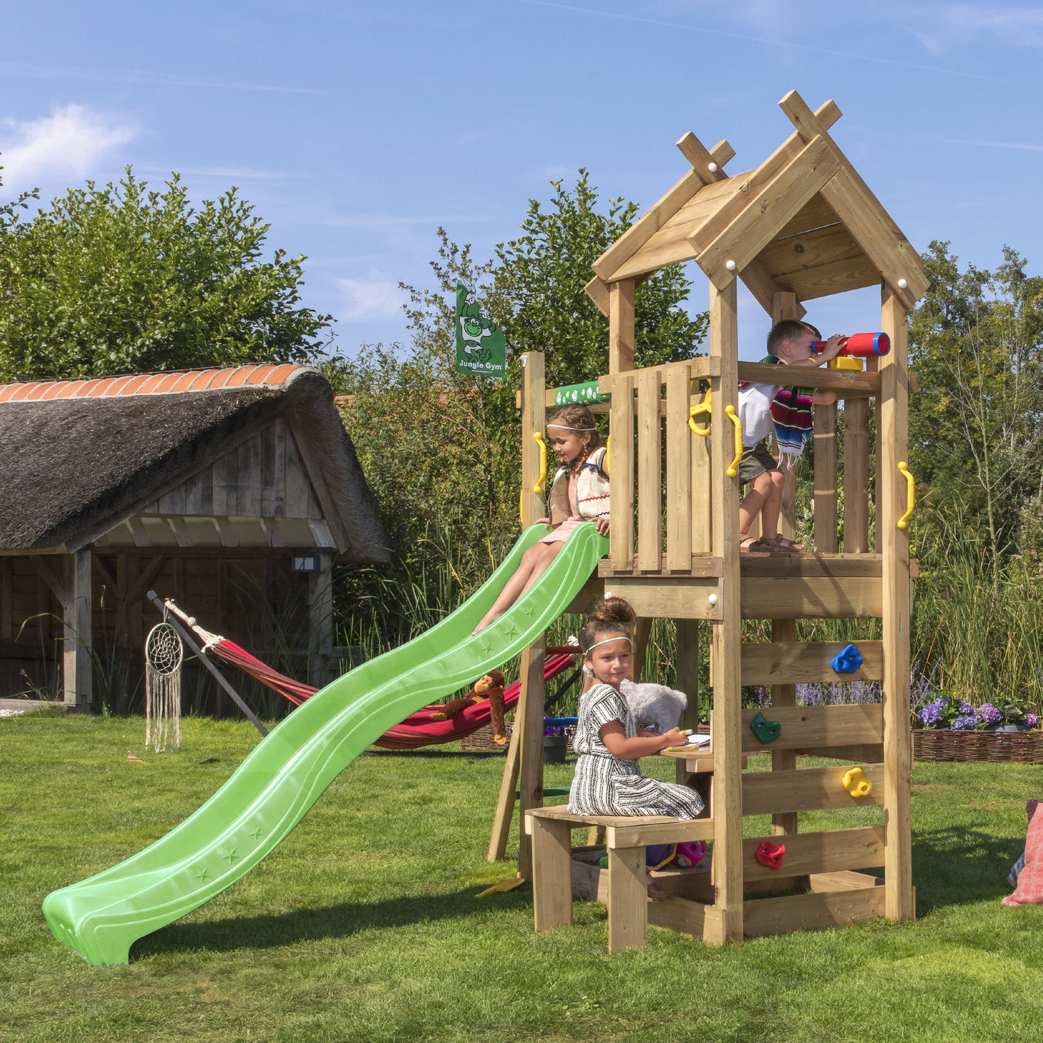 Legetårn Jungle Gym Teepee    Grøn Rutschebane