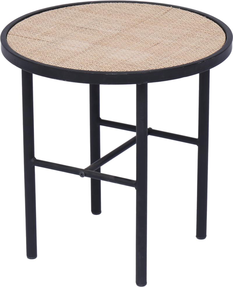 Sidebord Nordlys Furniture Mihara Sort Epoxymetal Med Fsc-rattanbordplade ø40