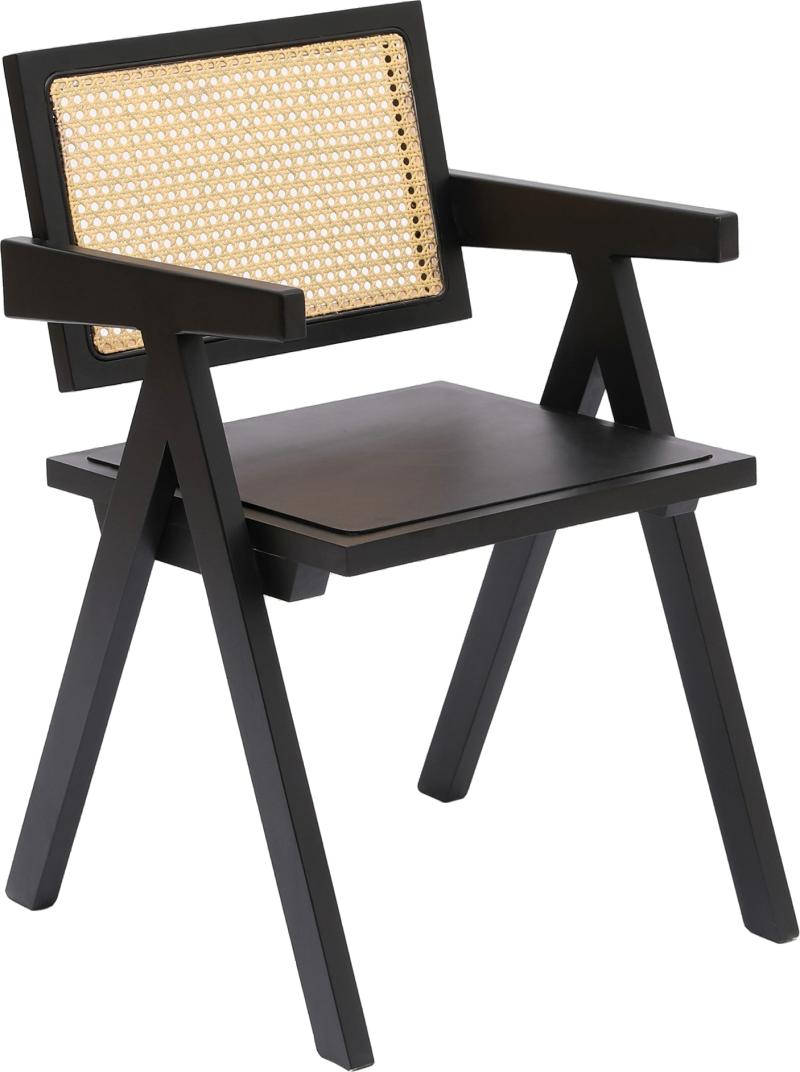 Udendørs Spisebordsstol Nordlys Furniture Madeira   Fsc Asketræ Med Sort Træ-rattanflet Ergonomisk Vejbestandig Færdigmonteret Havestol