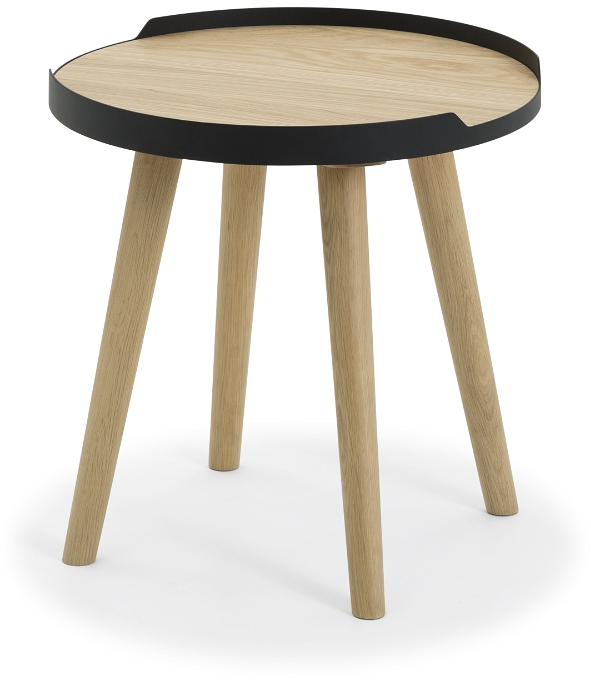 Sidebord Nielsen Design Hasseris ø47   H47   Egetræsfinér Med Metalramme   Ben   Massiv Egetræ