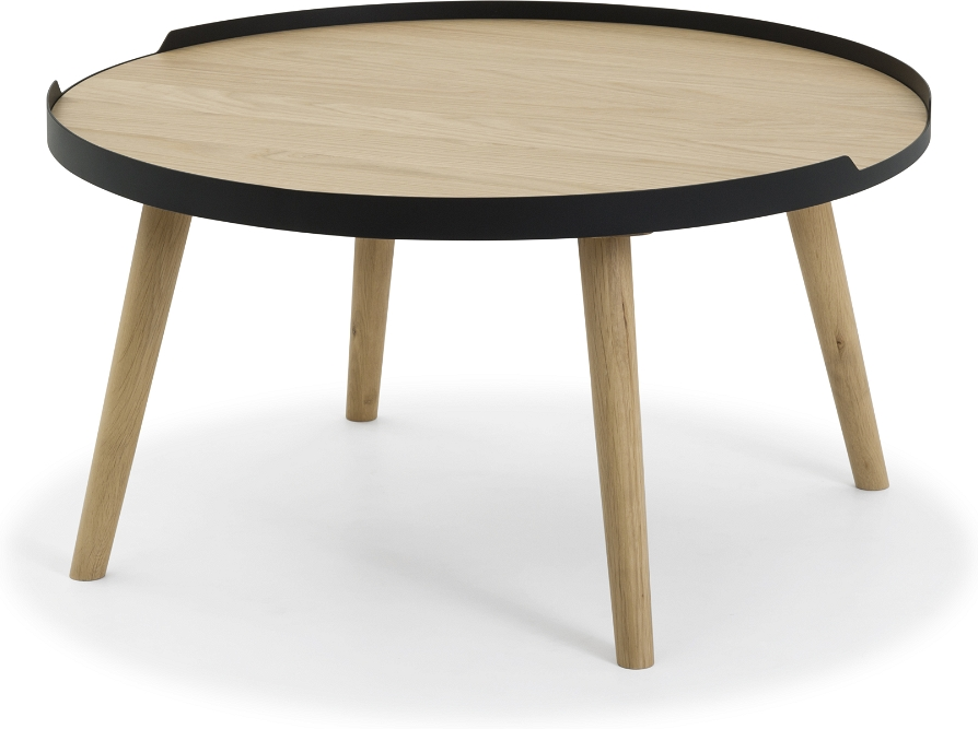 Sofabord Nielsen Design Hasseris Rund Cafébord ø80   H42   Egetræ Finér Med Metalramme