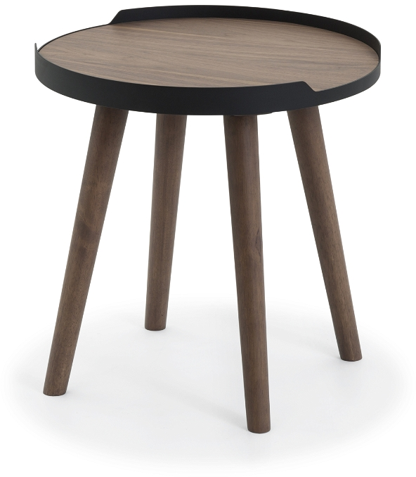 Sidebord Nielsen Design Hasseris ø47   Valnødfinér Massiv Valnød Rundt Småbord