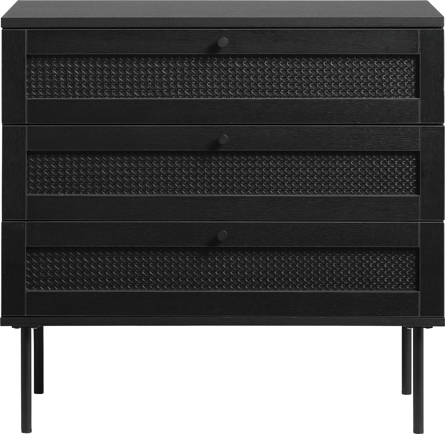 Kommode Nordique Design Pensacola Sort  -melamin 75x40x80   Med   Skuffer   Metalben
