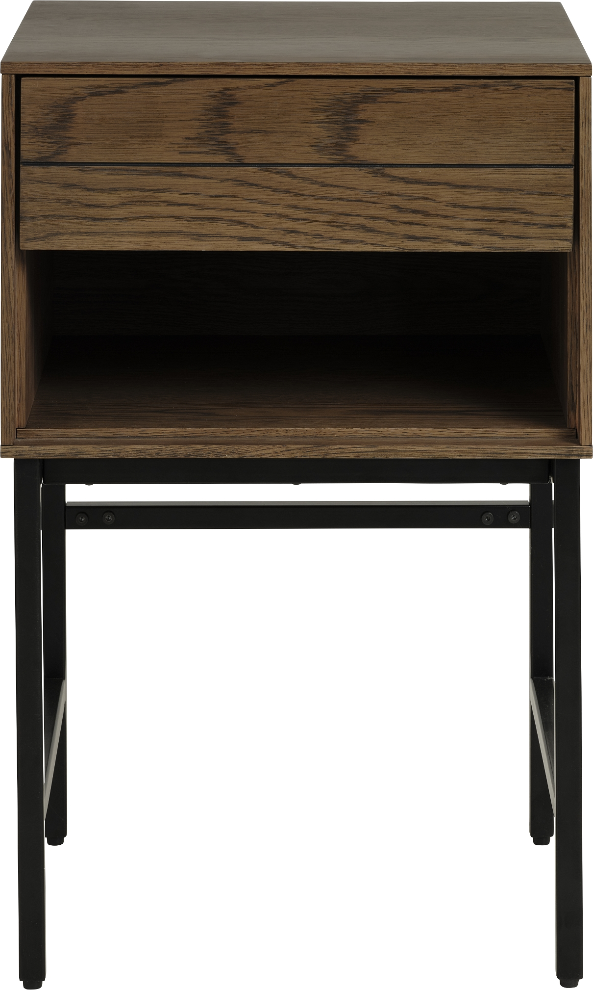 Nordique Design Modica Sidebord  Natur Egetræ  Sort Metal  Push-open Skuffe  H70ã 40ã 45