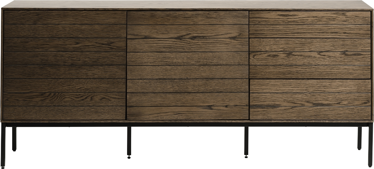 Nordique Design Modica Skænk Røget Glasurlak Egetræsfiner Med Push-open Døre 180x45x78 Natur Sort