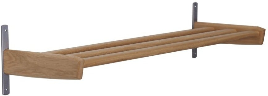 Skohylde Skostativ Meja Fra Oscarssons Möbel   Olieret Egetræ H6xl90xd26    Minimalistisk Design Med Industrielt Metalbeslag