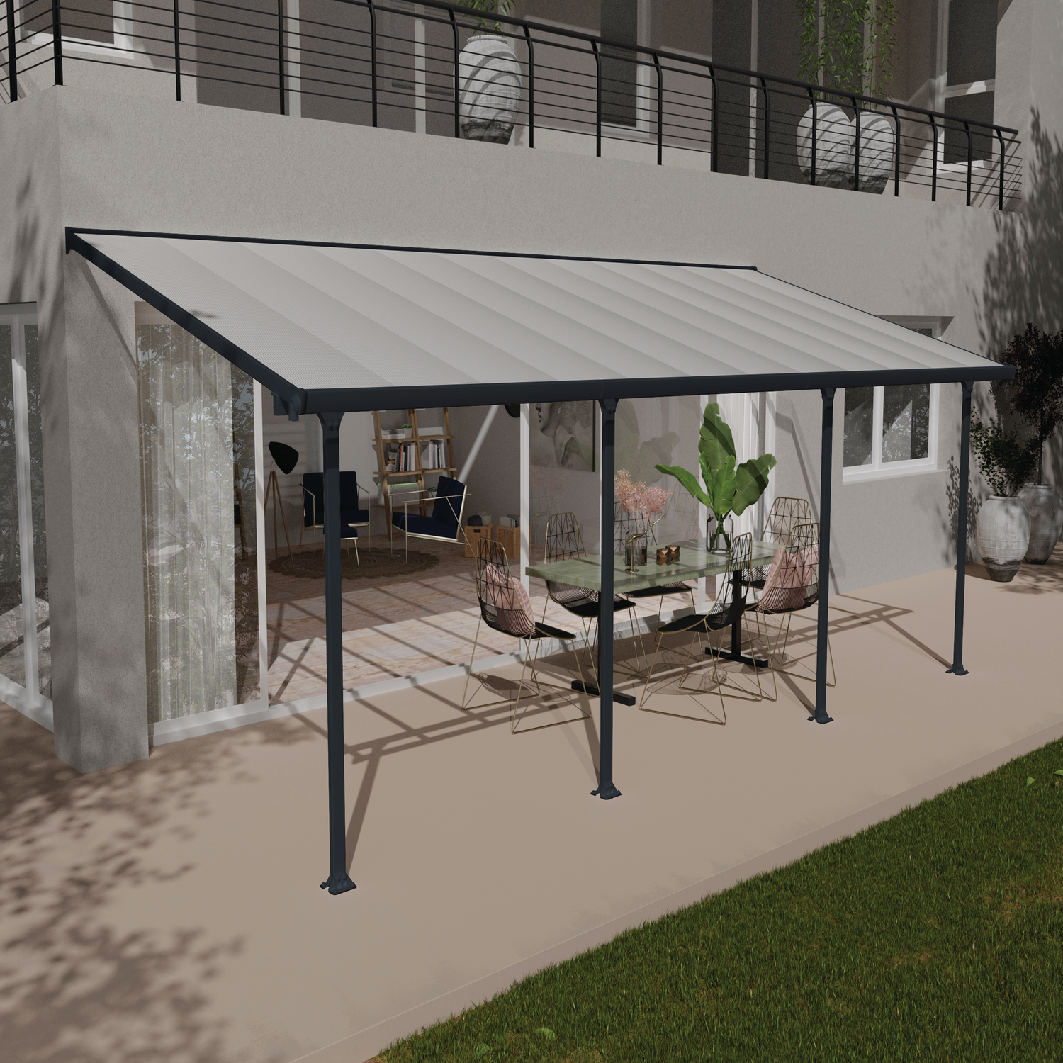 Palram Canopia Feria Terrasseoverdækning Sampak 21 M2 Antracitgrå