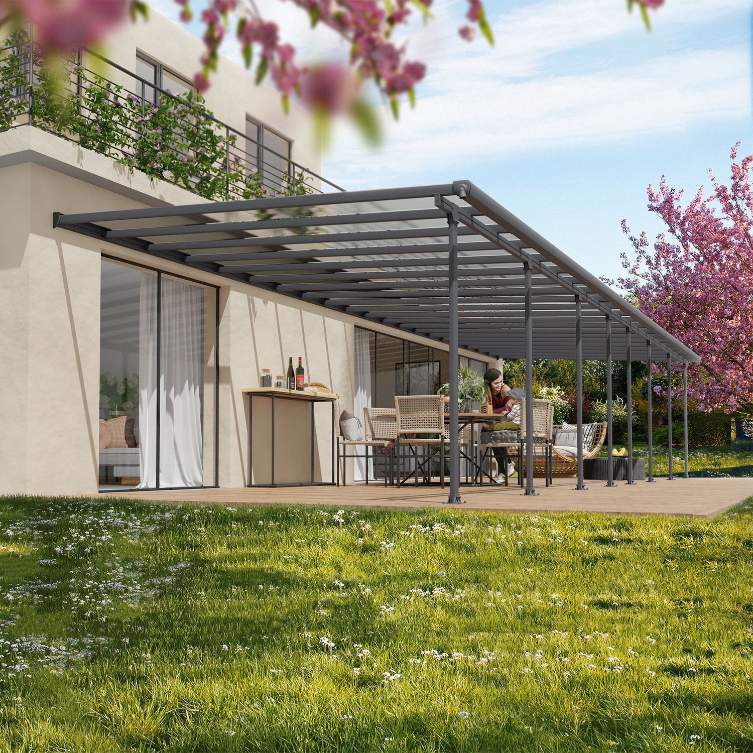 Terrasseoverdækning Feria     12 12    Antracitgrå Palram Canopia