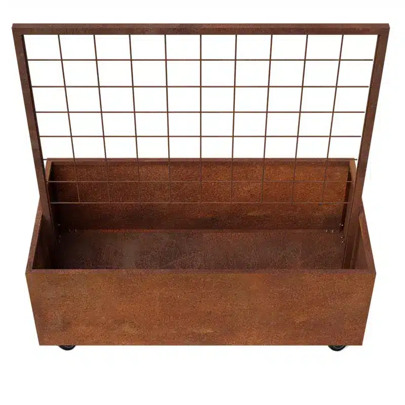 Thor Plantekasse   Hjul Med Espalier 120   Cortenstål 40   Rionet  10   10