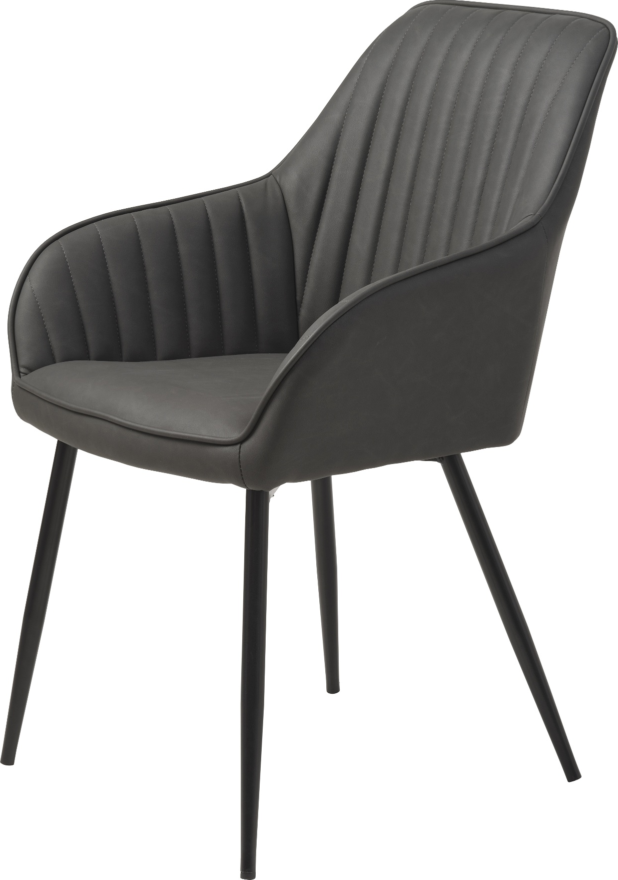 Spisebordsstol Med Armlæn Nordique Design Melfort Mørkegrå  -vintage Sort Metalramme H84ã B58ã L59