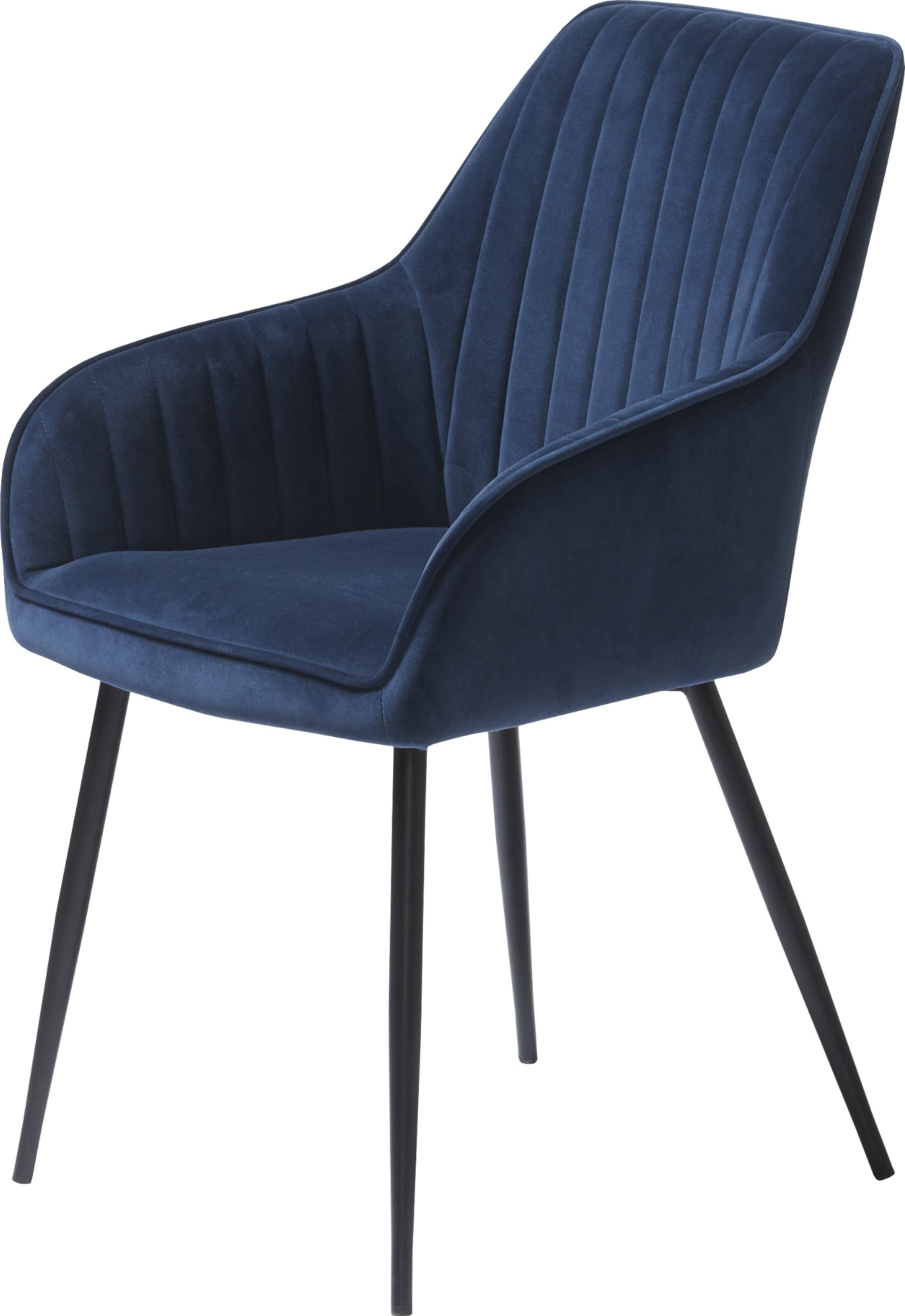 Spisebordsstol Med Armlæn Nordique Design Melfort Blå Velour Med Sorte Metalben Sæt