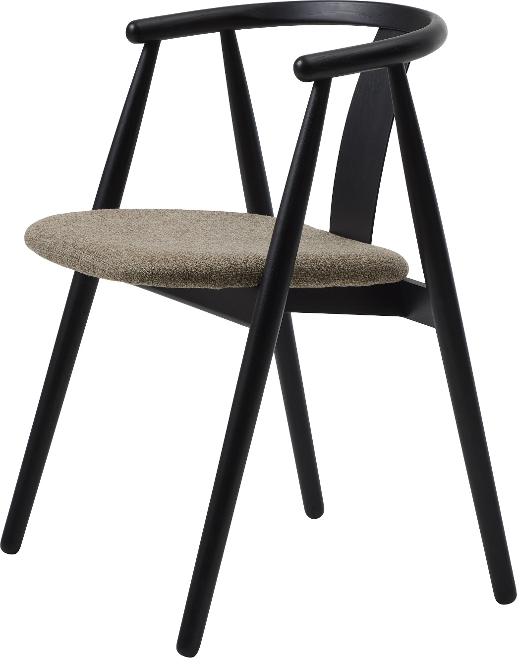 Spisebordsstol Med Armlæn Nordique Design Relate   Egetræ Sort Latte   Moderne Træstol Med Nolio-stof