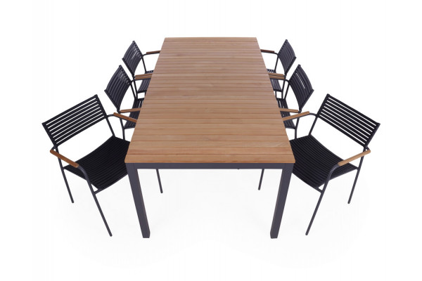 Vita Tika Air Havemøbelsæt 100x208   Antracit Teak