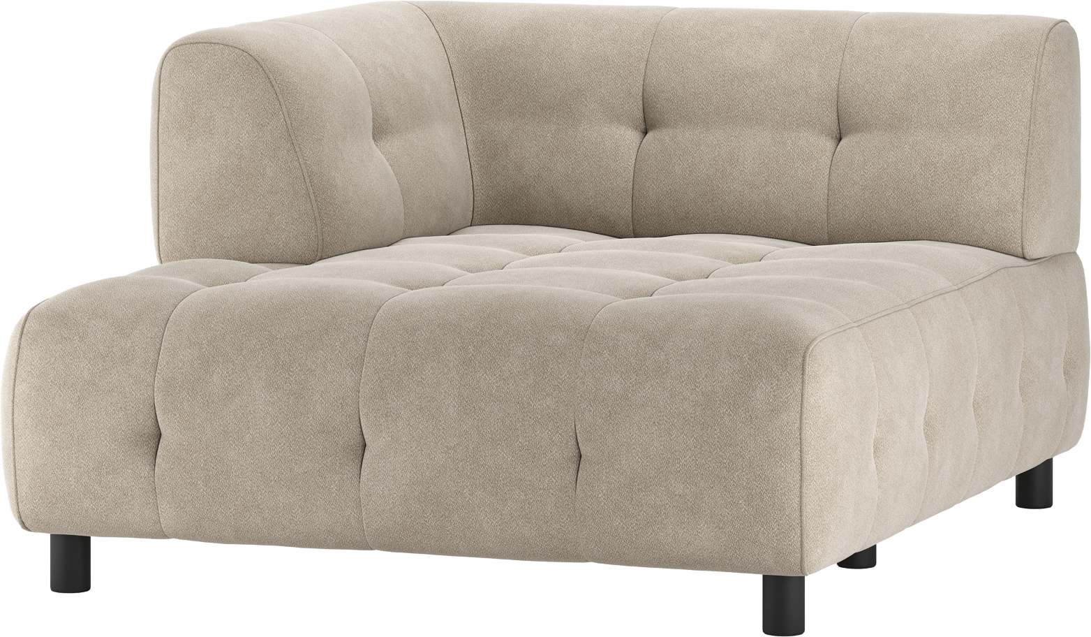 Modulsofa Woood Louis -sæders Med Venstrevendt Chaiselong Lysegrå Vævet Polyester