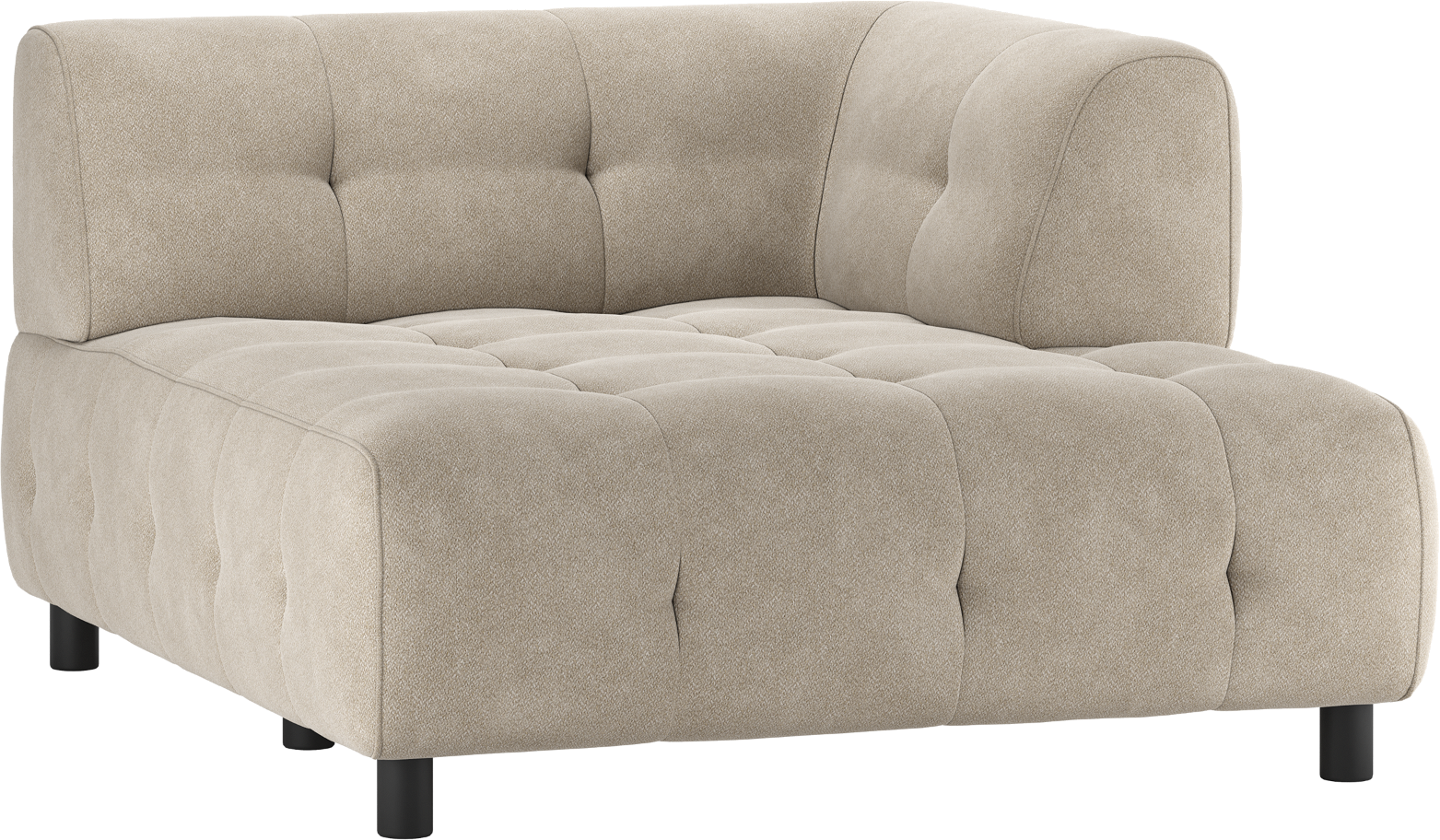 Modulsofa Woood Louis Chaiselong Højre Lysegrå Vævet Polyester H73xb122xl140